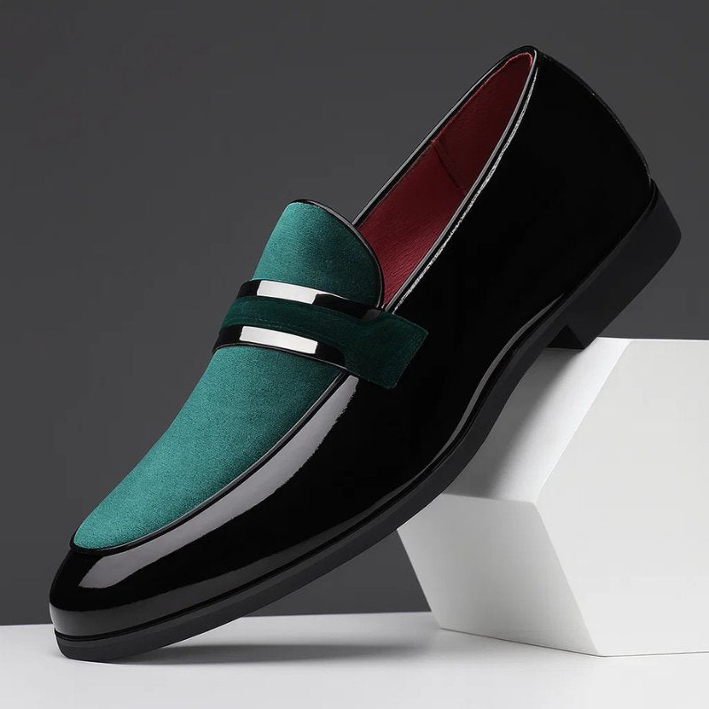 Men's Italian Penny Loafers | Velvet Suede Detail Detail