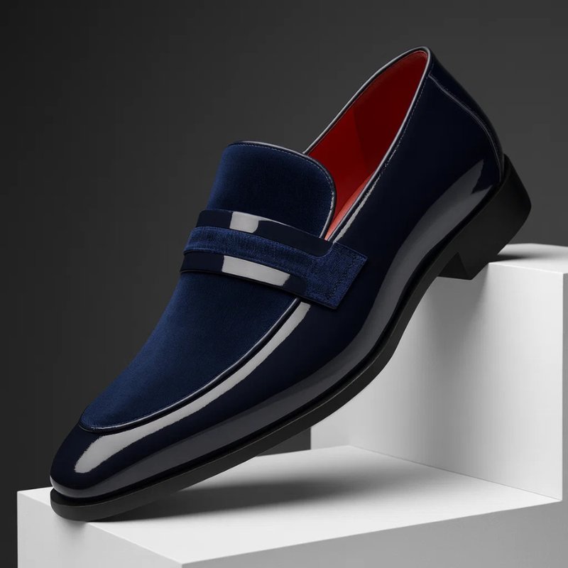 Men's Italian Penny Loafers | Velvet Suede Detail Hero