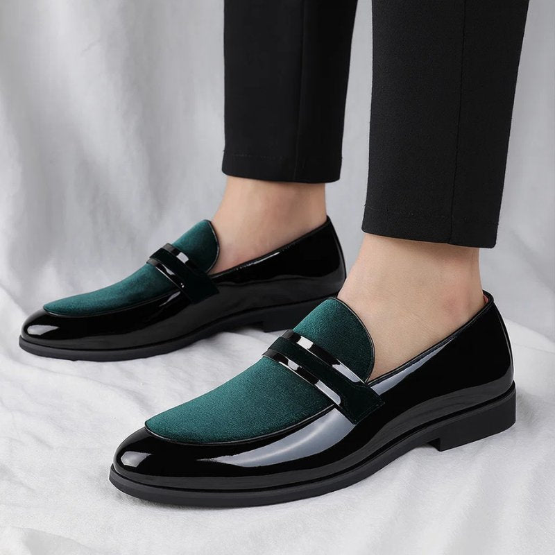 Men's Italian Penny Loafers | Velvet Suede Detail Side