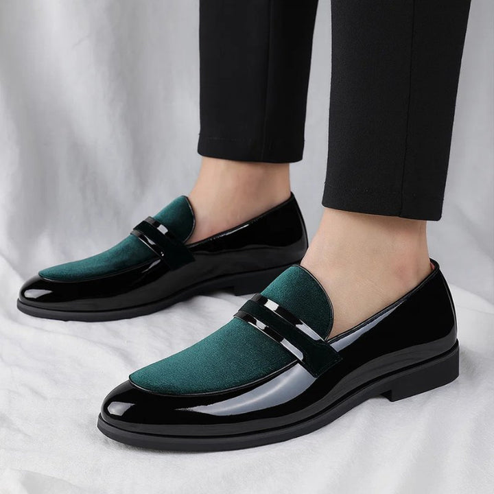 Men's Italian Penny Loafers | Velvet Suede Detail Side