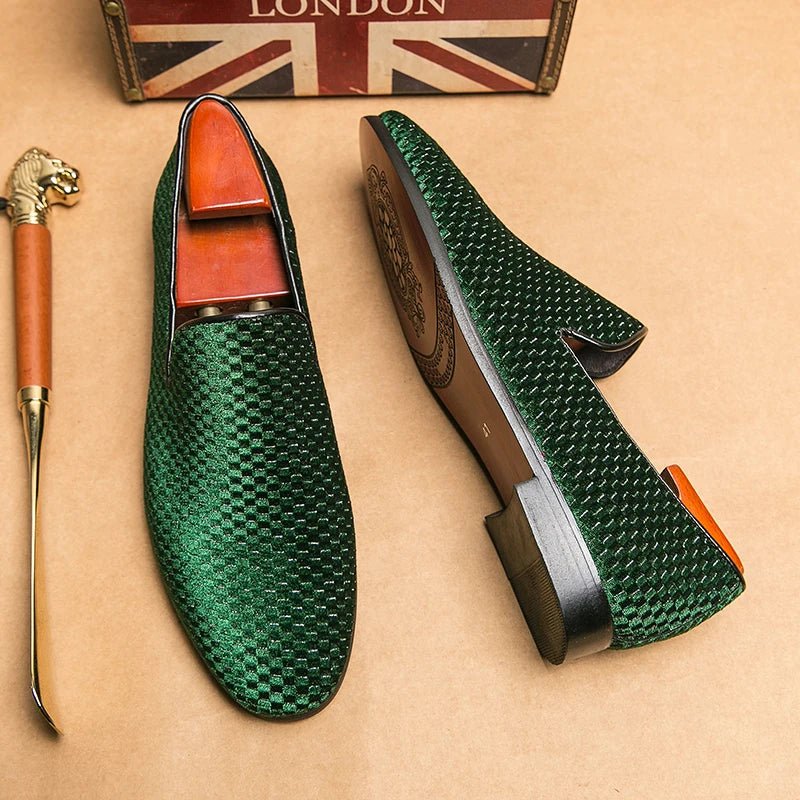 Men's Italian Suede Loafers | Woven Velvet Front