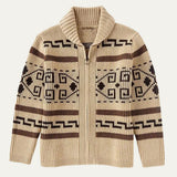 Men's Jacquard Button Up Shawl Collar Cardigan Sweater