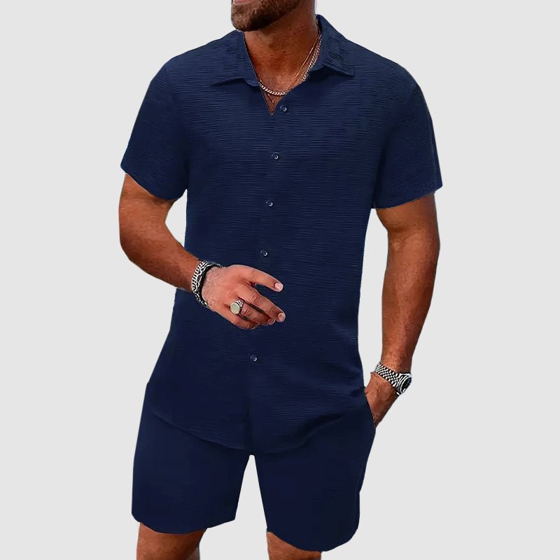 Men's Jacquard Two Piece Short Sleeve Set Detail