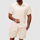 Men's Jacquard Two Piece Short Sleeve Set