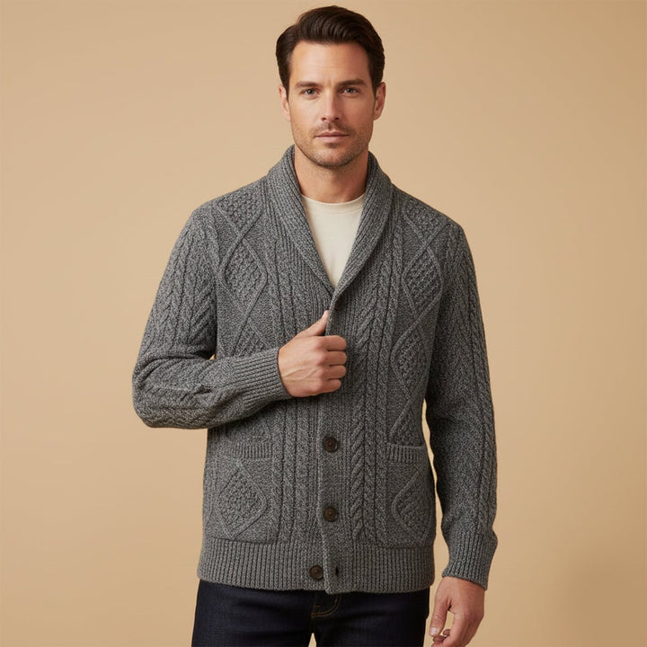 Men's Knit Cardigan Sweater | Shawl Collar Relaxed Fit Alternate