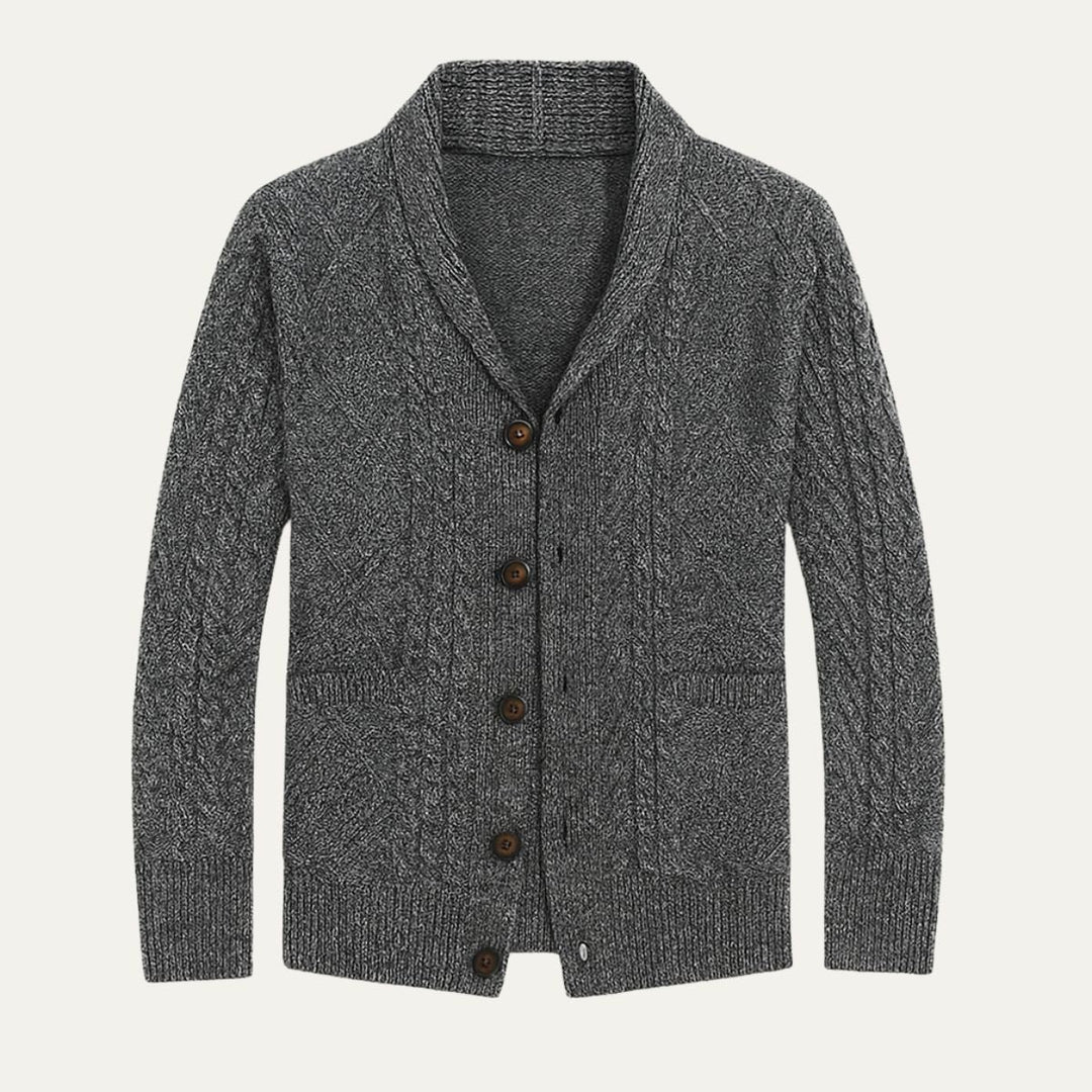 Men's Knit Cardigan Sweater | Shawl Collar Relaxed Fit Full