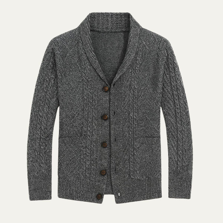 Men's Knit Cardigan Sweater | Shawl Collar Relaxed Fit Full