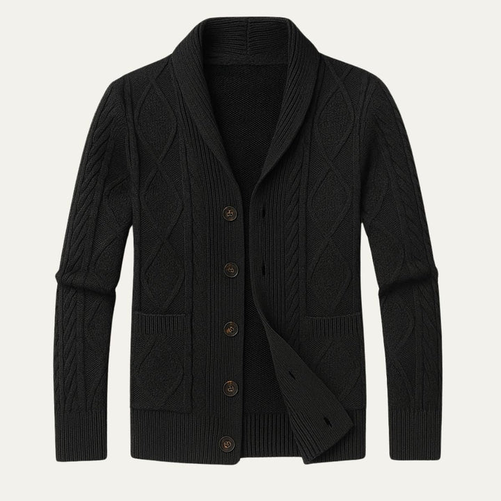 Men's Knit Cardigan Sweater | Shawl Collar Relaxed Fit Lifestyle