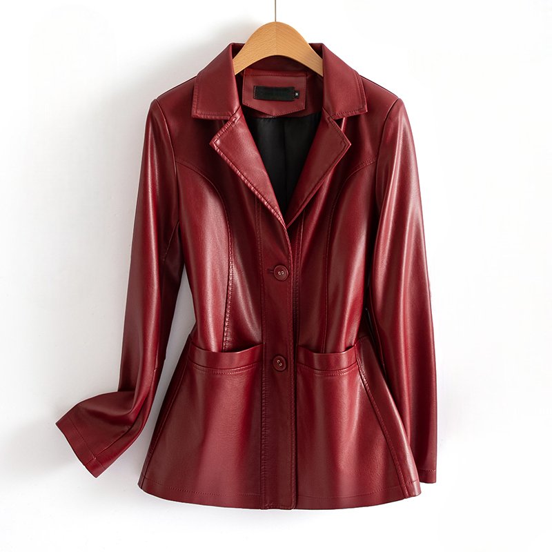 Men's Lambskin Leather Jacket | Peplum Hem Tailored Fit Front