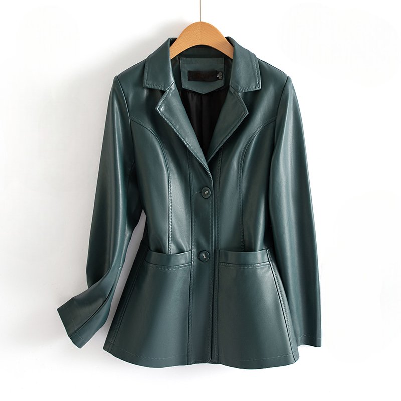 Men's Lambskin Leather Jacket | Peplum Hem Tailored Fit Side