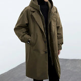 Men's Layered Collar Trench Coat | Windproof Long-Line Fit