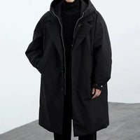 Men's Layered Collar Trench Coat | Windproof Long-Line Fit Side