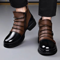 Men's Leather Ankle Boots | Buckle Strap Layered Fold Lifestyle