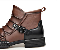 Men's Leather Ankle Boots | Buckle Strap Layered Fold View 14