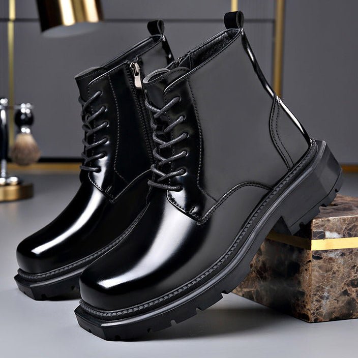 Men's Leather Ankle Boots | Chunky Lug Sole Angle