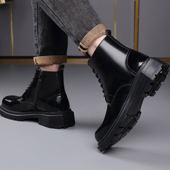 Men's Leather Ankle Boots | Chunky Lug Sole View 12