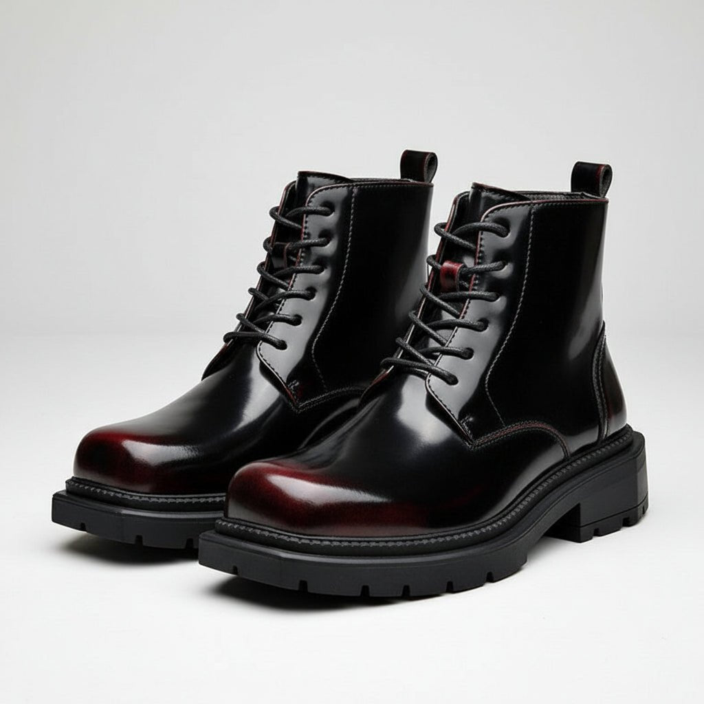 Men's Leather Ankle Boots | Chunky Lug Sole View 17