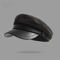 Men's Leather Brim Fisherman Cap | Felt Crown Back