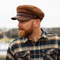 Men's Leather Brim Fisherman Cap | Felt Crown Front