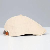 Men's Leather Strap Flat Cap | Adjustable Close Up