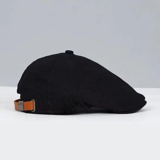 Men's Leather Strap Flat Cap | Adjustable Front