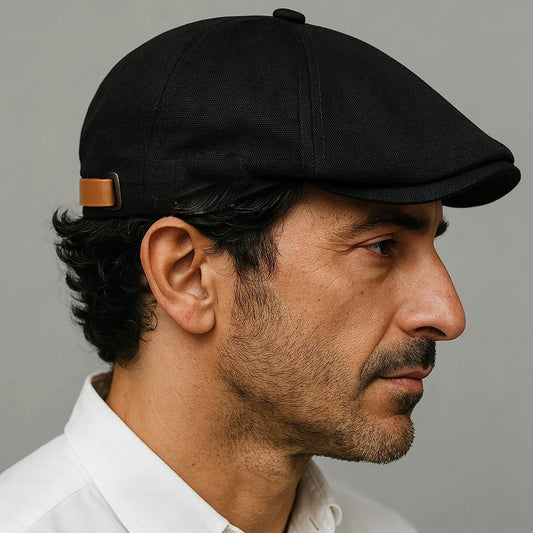 Men's Leather Strap Flat Cap | Adjustable Hero