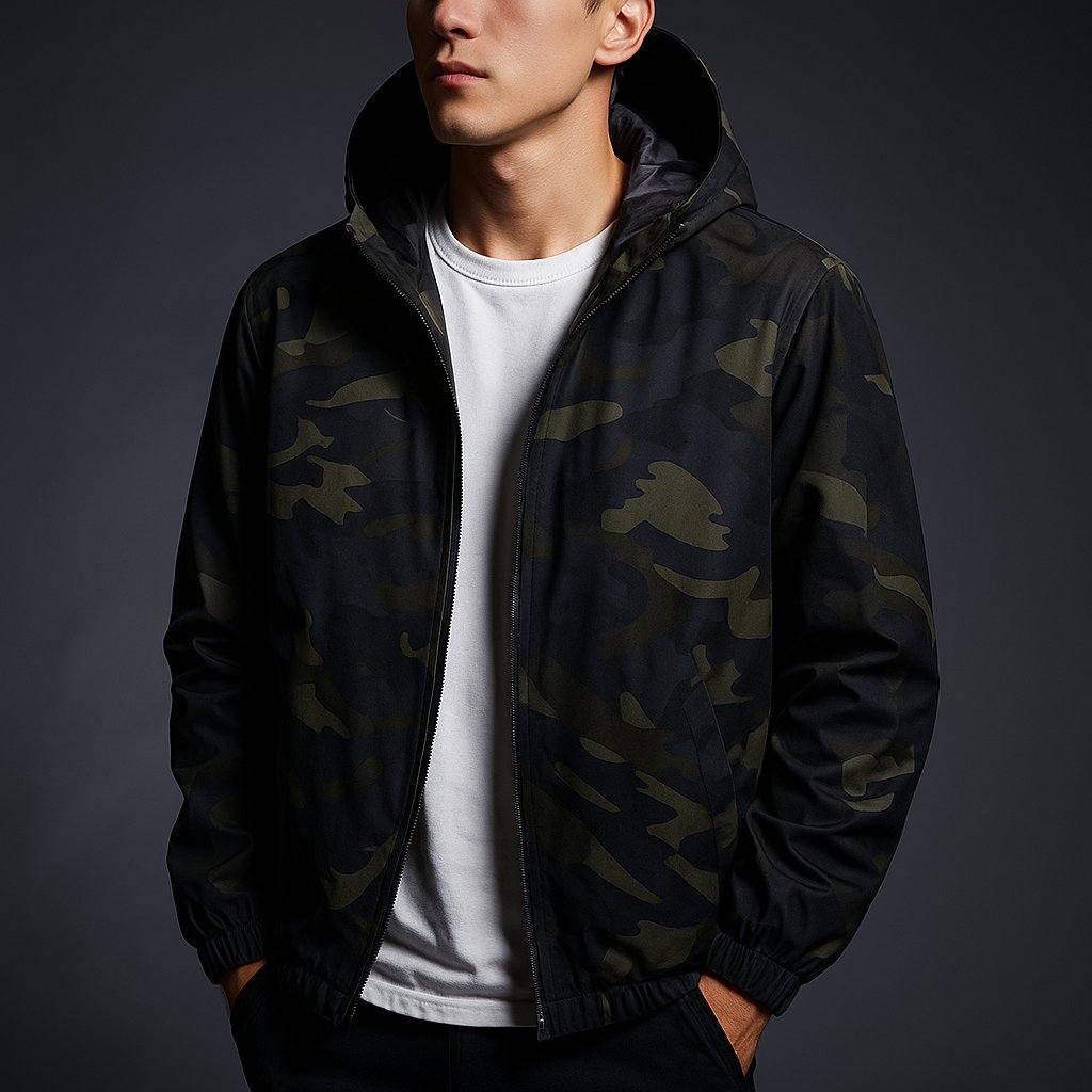 Men's Lightweight Camo Jacket | Wind Resistant Side