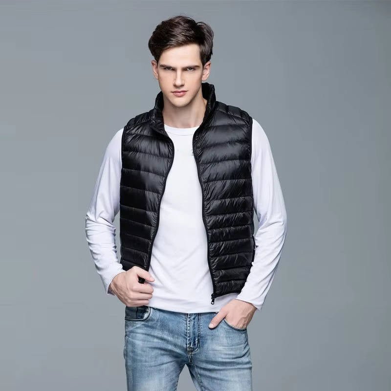 Men's Lightweight Packable Down Vest | Quilted Sleeveless Back
