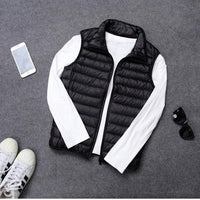 Men's Lightweight Packable Down Vest | Quilted Sleeveless Close Up