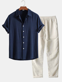 Men's Linen Band Collar Co-Ord Set | Shirt & Trousers Hero