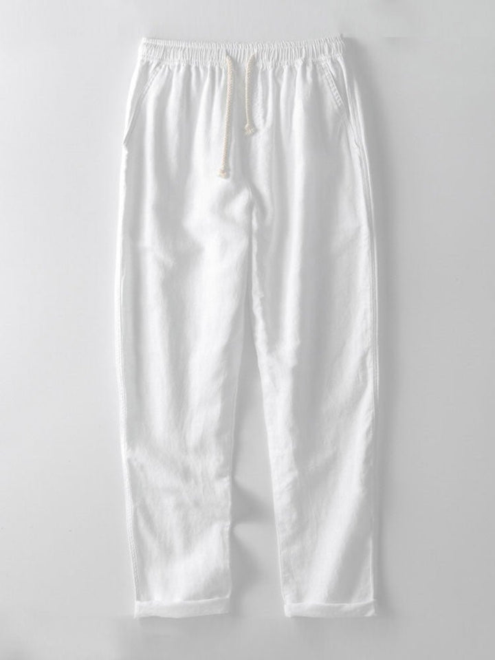 Men's Linen Band Collar Co-Ord Set | Shirt & Trousers View 11