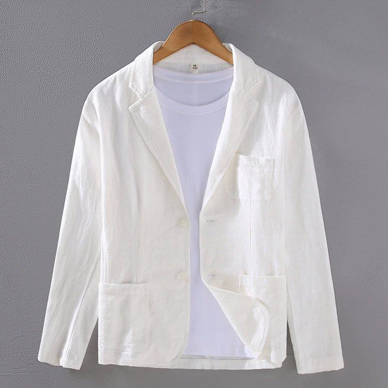 Men's Linen Blazer Jacket | Unstructured Summer Fit Close Up