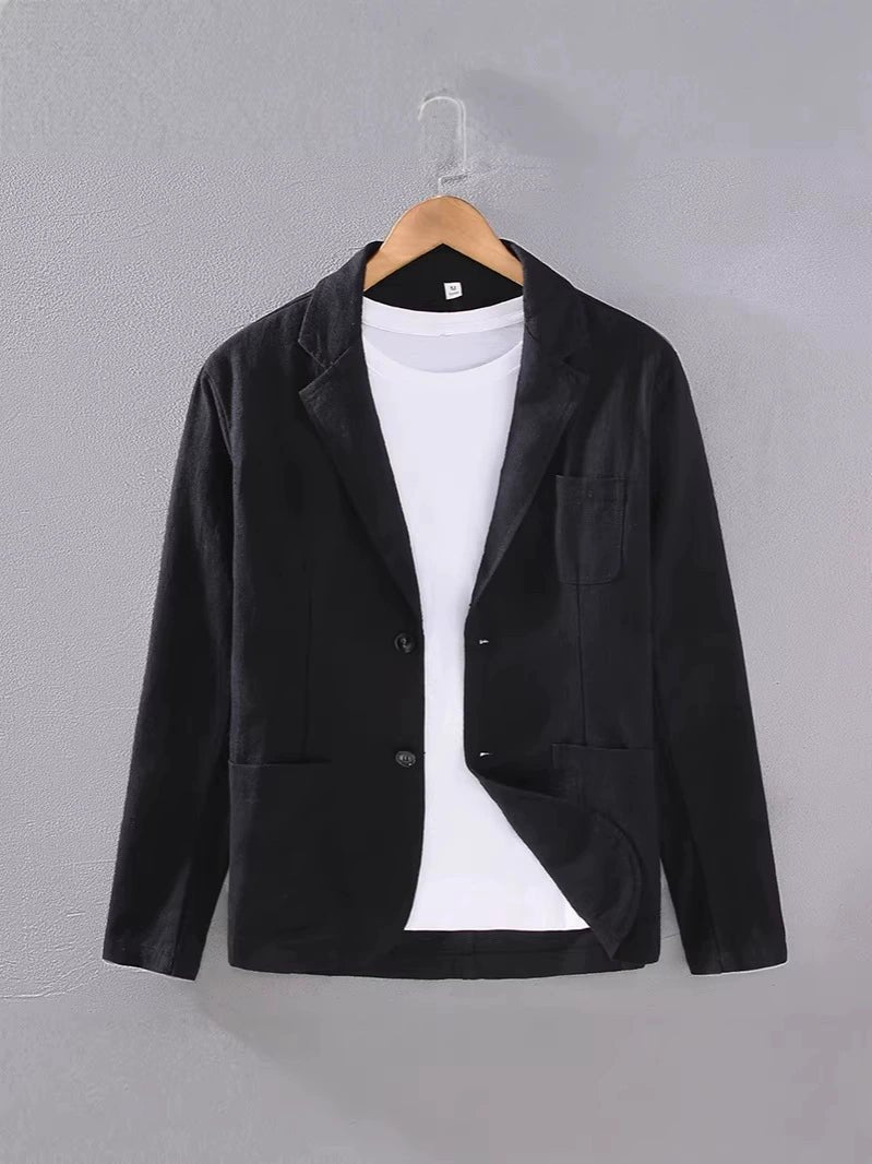 Men's Linen Blazer Jacket | Unstructured Summer Fit Detail