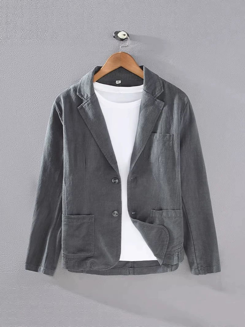 Men's Linen Blazer Jacket | Unstructured Summer Fit Front