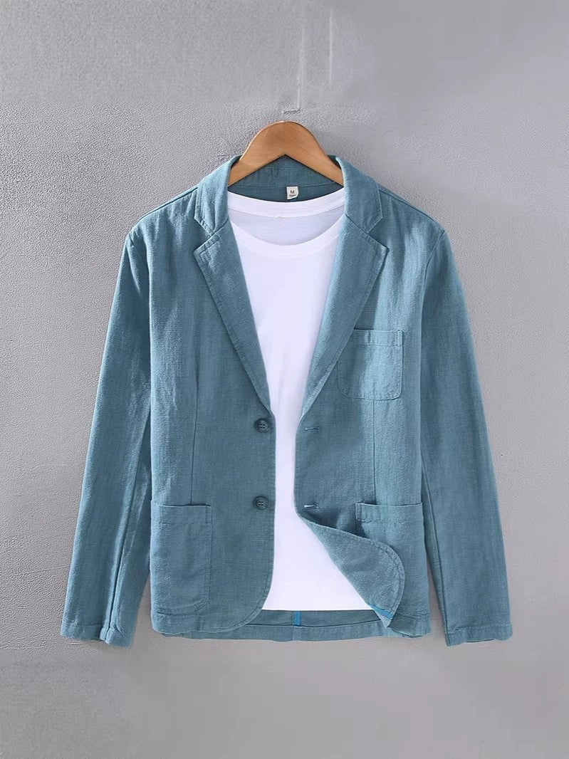 Men's Linen Blazer Jacket | Unstructured Summer Fit Side