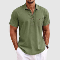 Men's Linen Polo Shirt | Chest Pocket Back