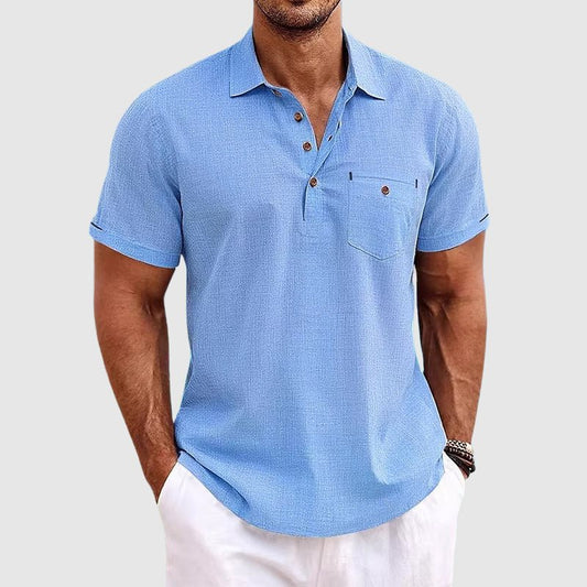 Men's Linen Polo Shirt | Chest Pocket Hero