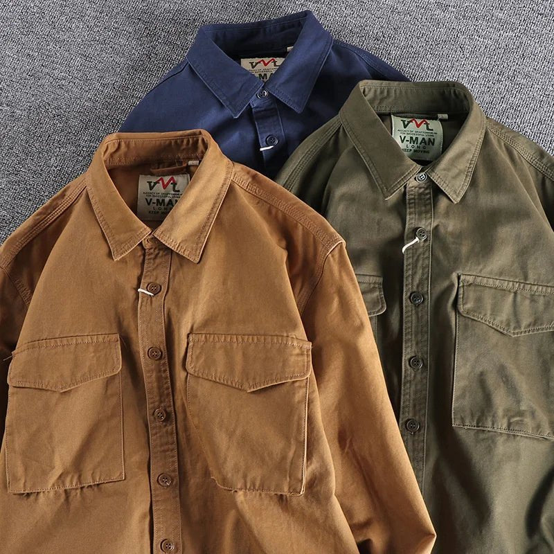 Men's Long Sleeve Shirt | Dual Chest Pocket Casual Back