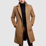Men's Longline Single-Breasted Wool Coat | Lapel