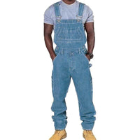 Men's Loose Fit Denim Bib Overalls | Multi-Pockets Workwear Front