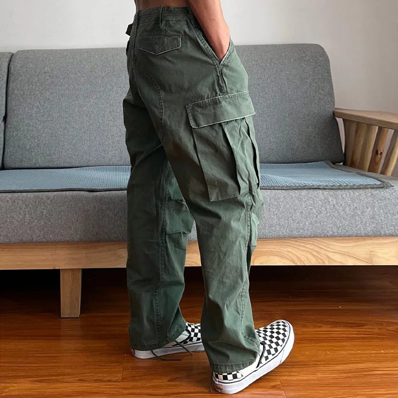 Men's Loose Fit Washed Cargo Pants | Paint Splatter Detail Detail