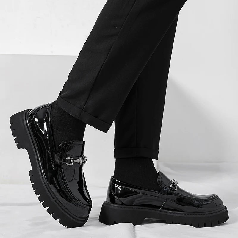 Men's Lug Sole Leather Dress Loafers | Metal Buckle Alternate