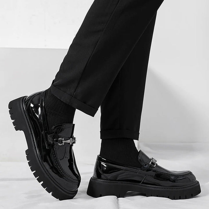 Men's Lug Sole Leather Dress Loafers | Metal Buckle Alternate