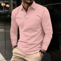 Men's Modern Fit Long Sleeve Polo | Contrast Placket Angle
