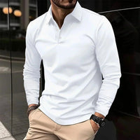 Men's Modern Fit Long Sleeve Polo | Contrast Placket Detail