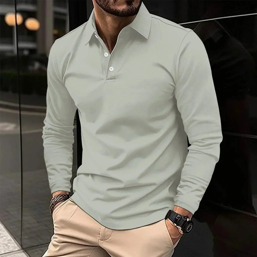 Men's Modern Fit Long Sleeve Polo | Contrast Placket Lifestyle