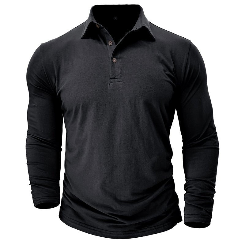 Men's Modern Longsleeve Polo | Contrast Inner Collar Smart Casual Alternate