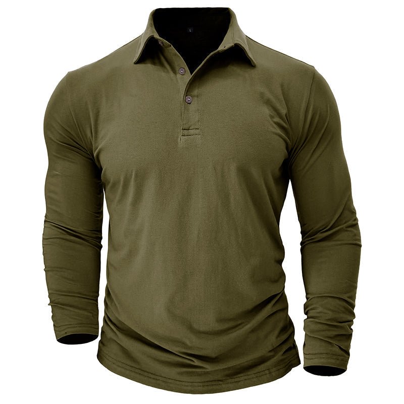 Men's Modern Longsleeve Polo | Contrast Inner Collar Smart Casual Angle
