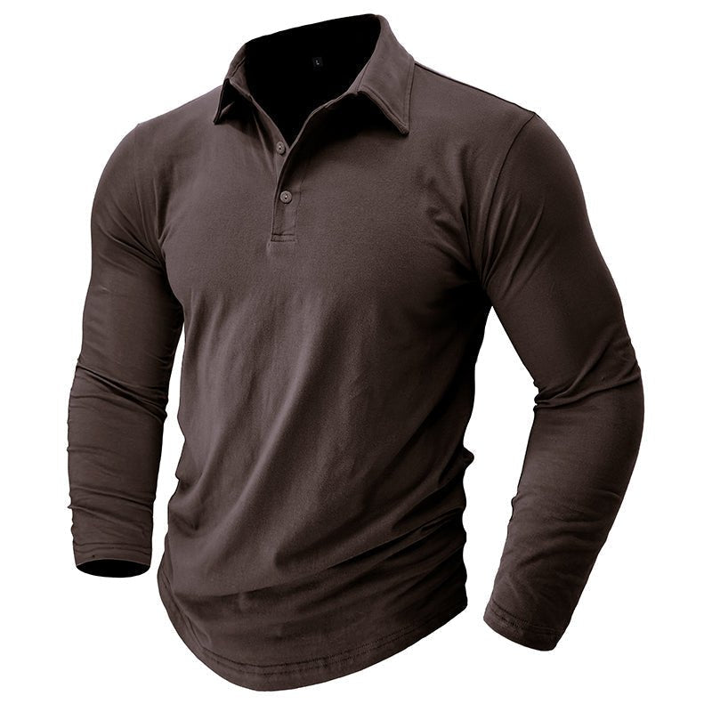 Men's Modern Longsleeve Polo | Contrast Inner Collar Smart Casual Close Up