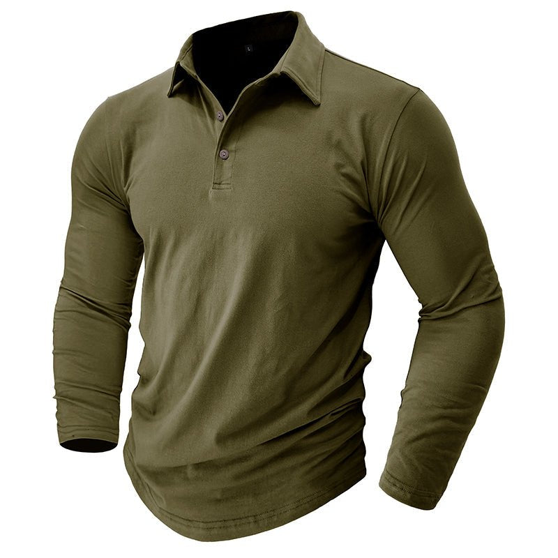 Men's Modern Longsleeve Polo | Contrast Inner Collar Smart Casual Detail